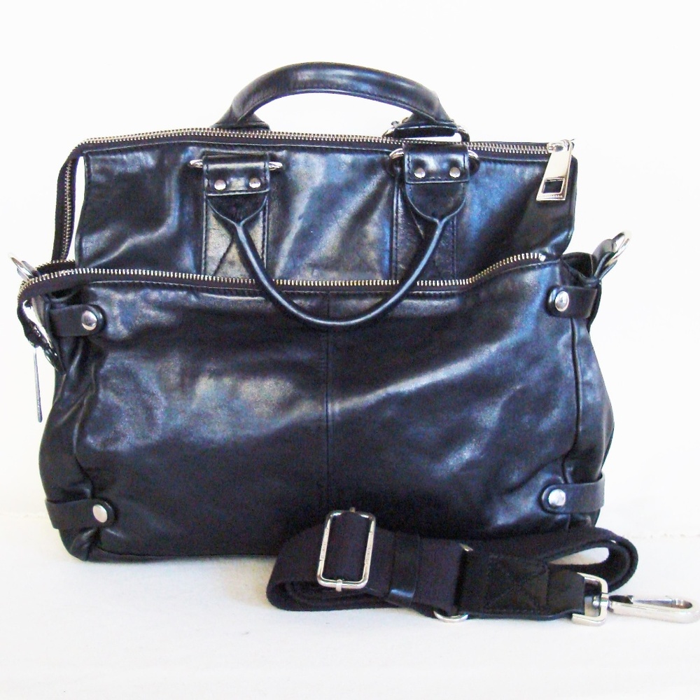 Francesco Biasia Black Leather Cross Body Bag - Picture 2 of 8
